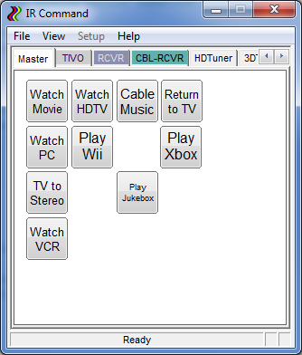 Example of Master device tab used for setting an activity.