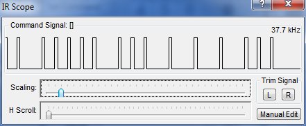 Zoomed in on signal with narrow pulses