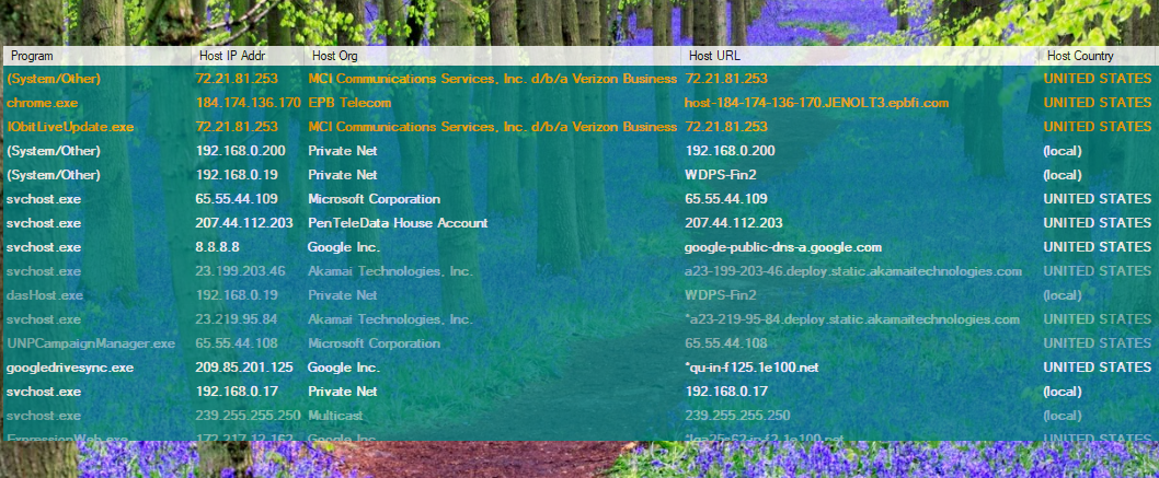 Image of PNetMon window in stealth mode